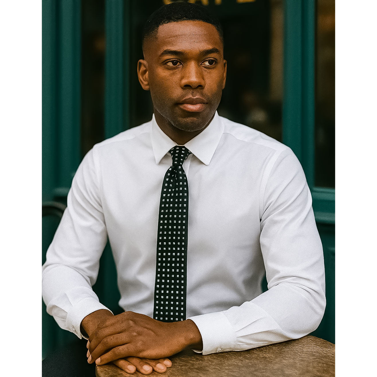 CLASSIC HAND MADE BLACK WITH WHITE SPOTS SILK TIES