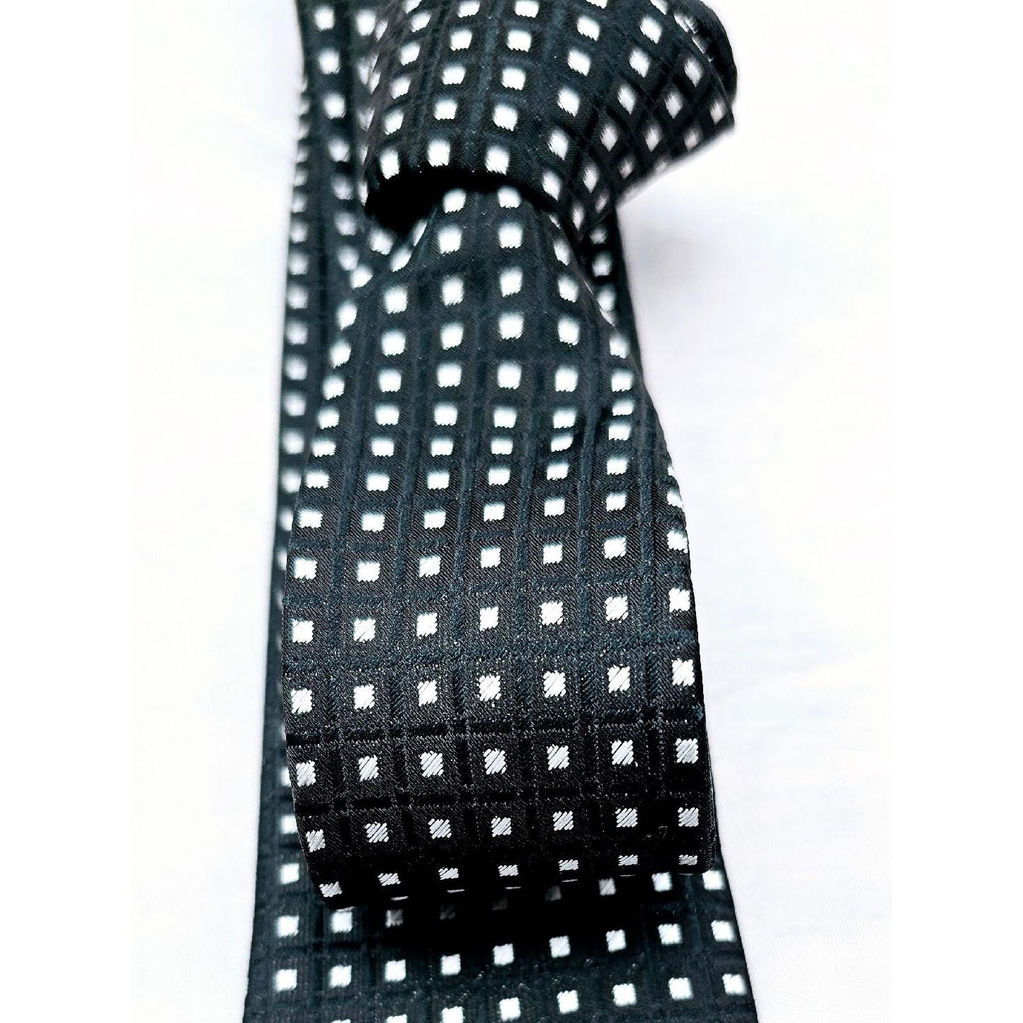 CLASSIC HAND MADE BLACK WITH WHITE SPOTS SILK TIES