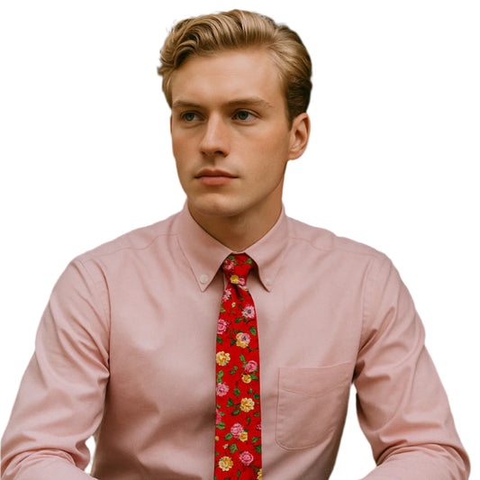 HAND MADE COTTON FLORAL TIE
