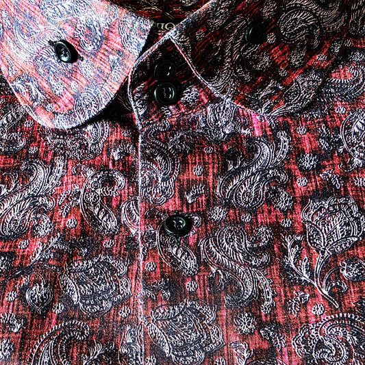 Snow berry digital print paisley super fine cotton fitted shirt - PRT 2039