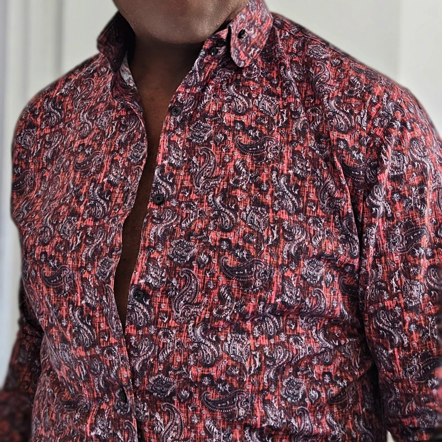 Snow berry digital print paisley super fine cotton fitted shirt - PRT 2039