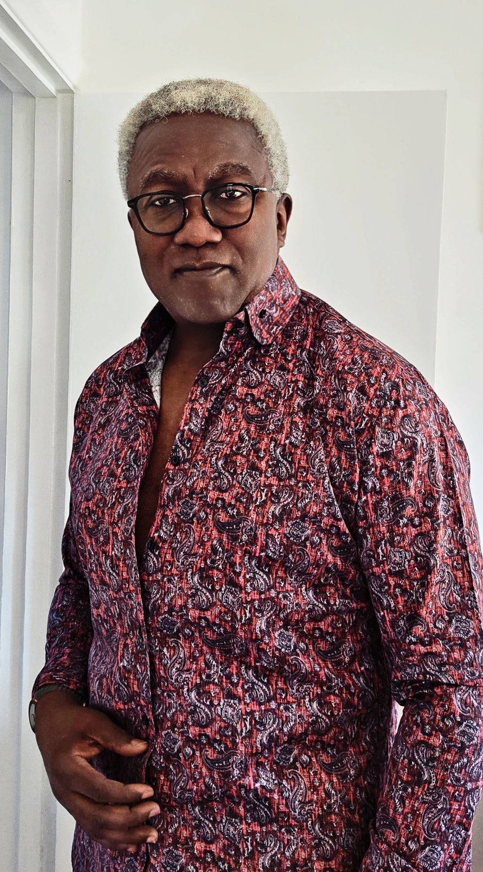 Snow berry digital print paisley super fine cotton fitted shirt - PRT 2039