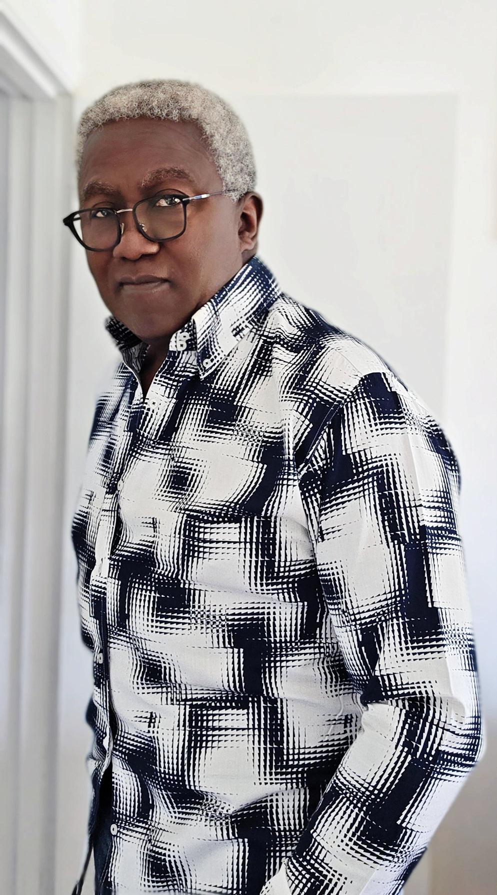 PARK LANE pure cotton tailored white and navy tailored shirt - CP20124