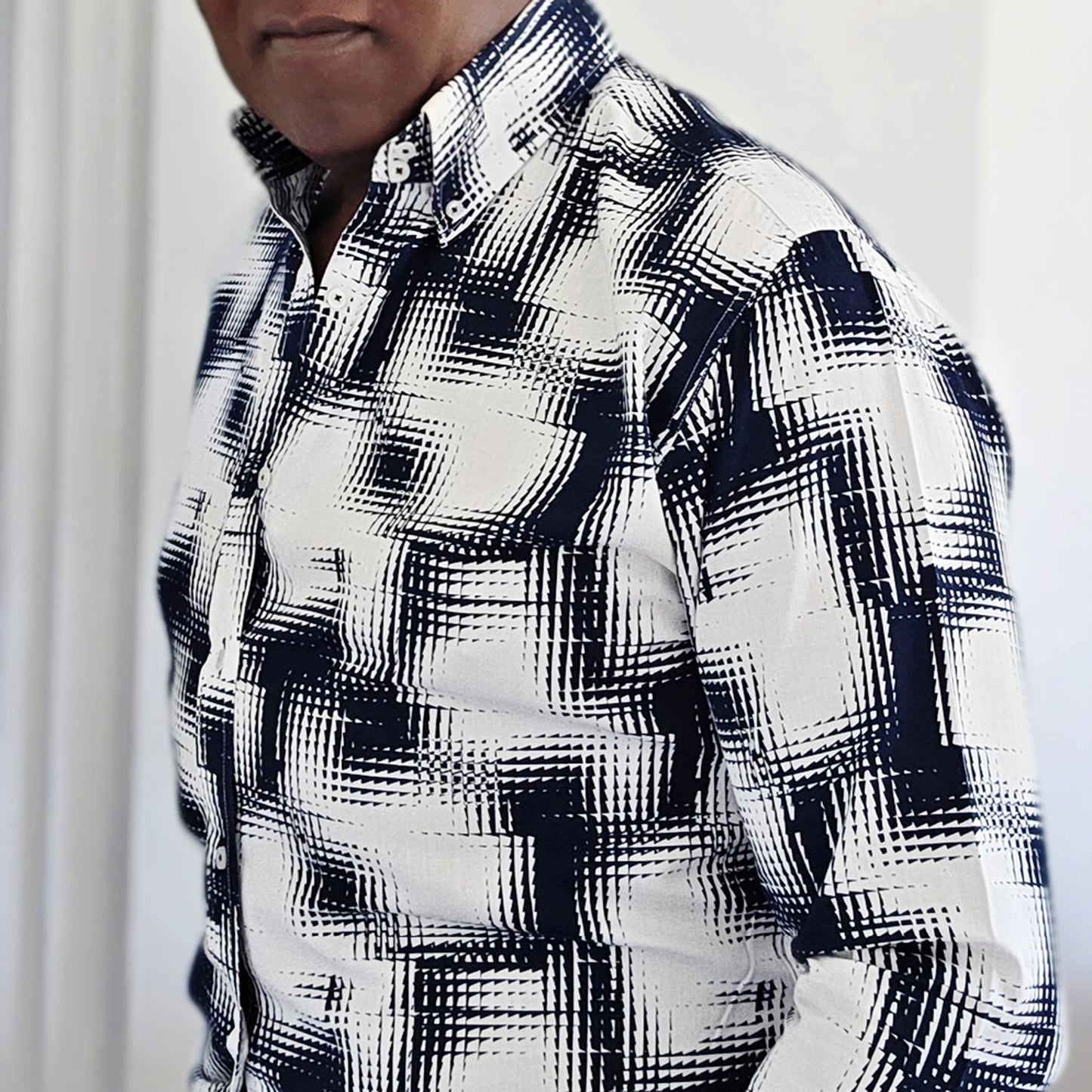 PARK LANE pure cotton tailored white and navy tailored shirt - CP20124