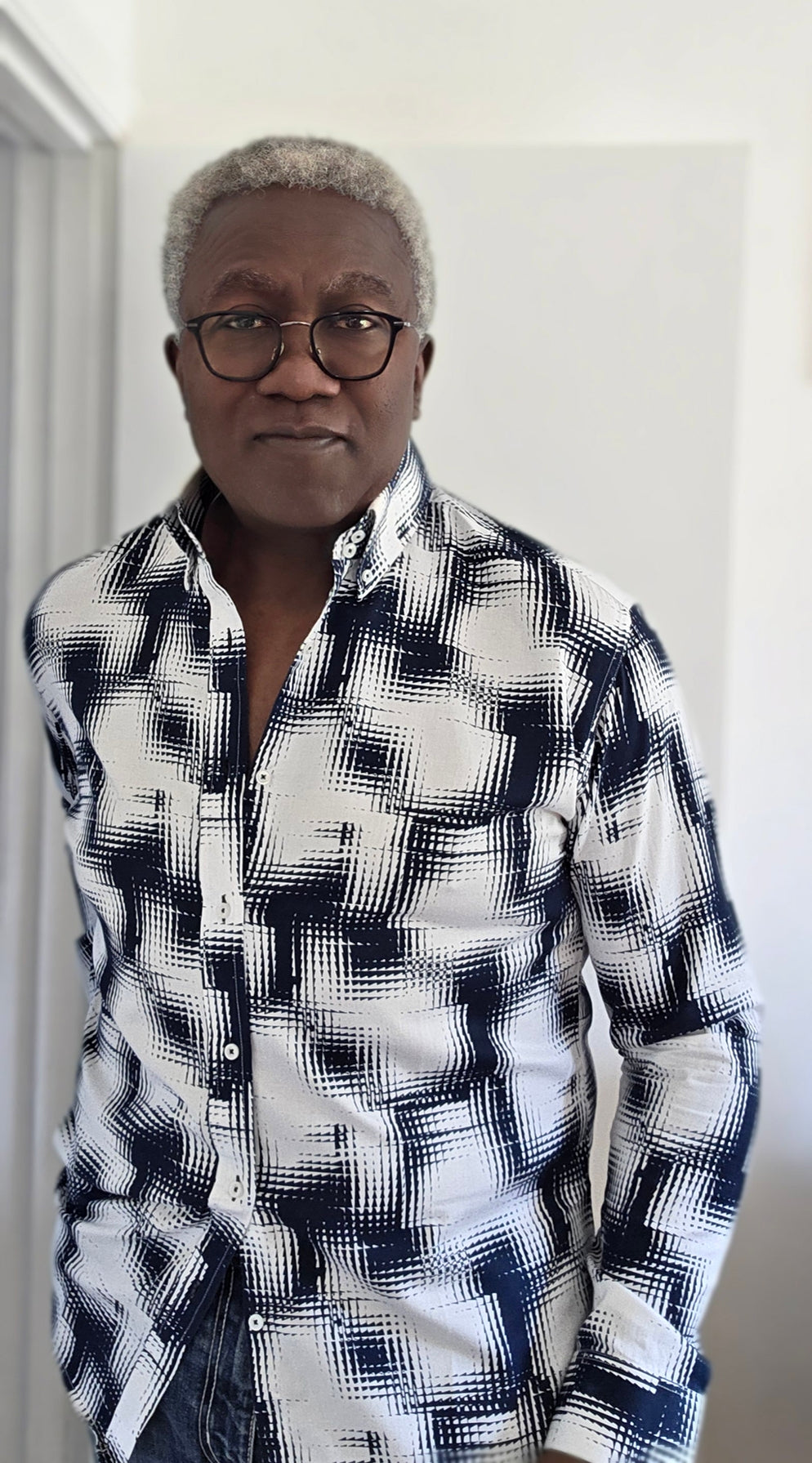 PARK LANE pure cotton tailored white and navy tailored shirt - CP20124