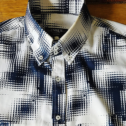 PARK LANE pure cotton tailored white and navy tailored shirt - CP20124