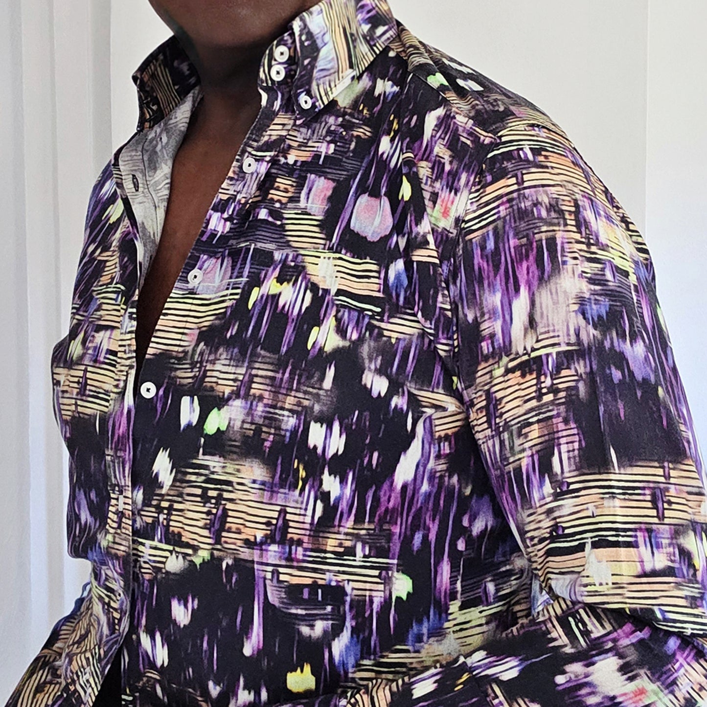 Park lane digital abstract superfine cotton fitted shirt - CP 20147