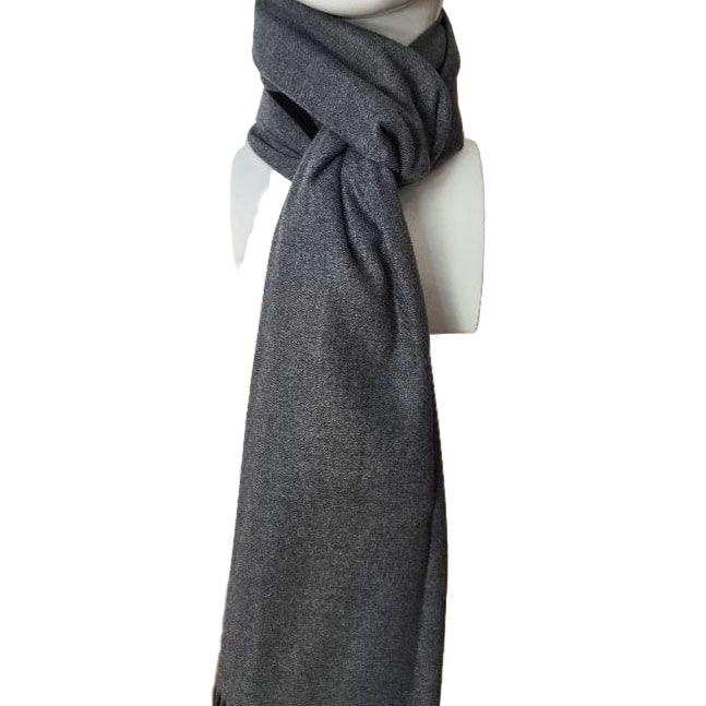 Luxury reversible black and grey  cashmere 190x37 cm