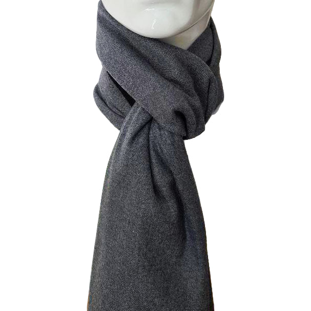 Luxury reversible black and grey  cashmere 190x37 cm