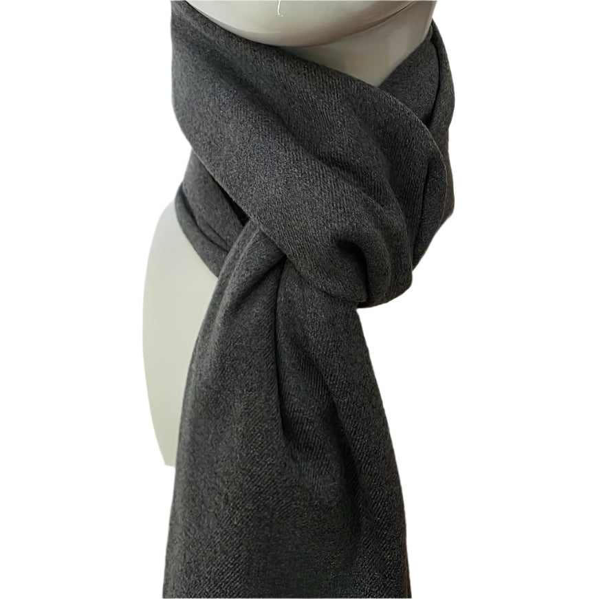CASHMERE  190cm LONG REVERSIBLE SCARF - BLACK /GREY