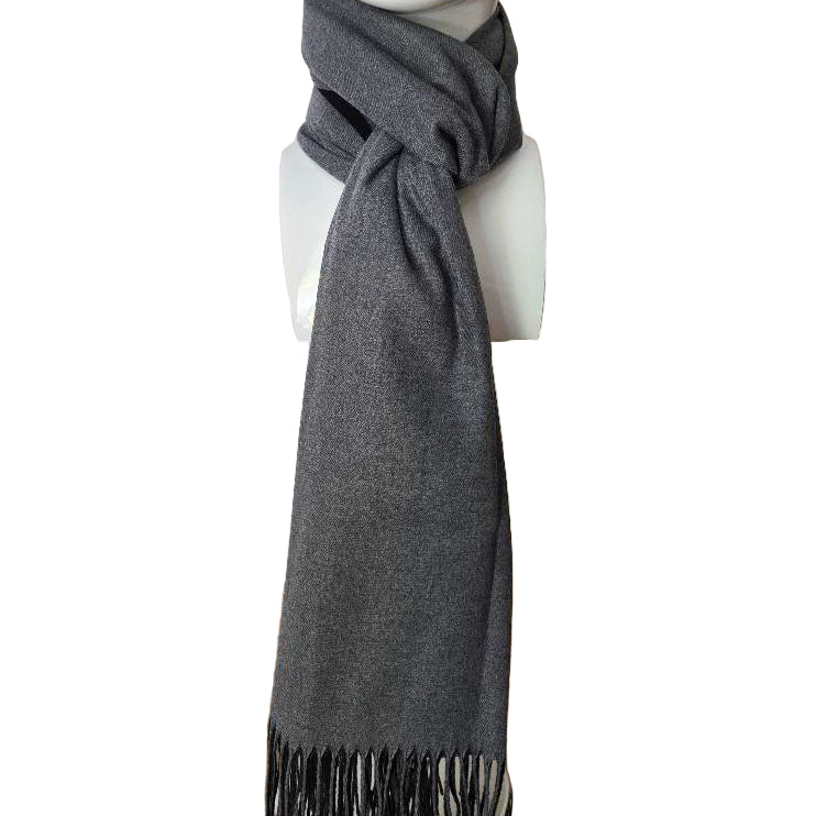 Luxury reversible black and grey  cashmere 190x37 cm