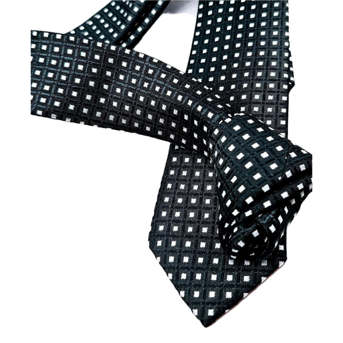 CLASSIC HAND MADE  BLACK WITH WHITE  SPOTS SILK TIES