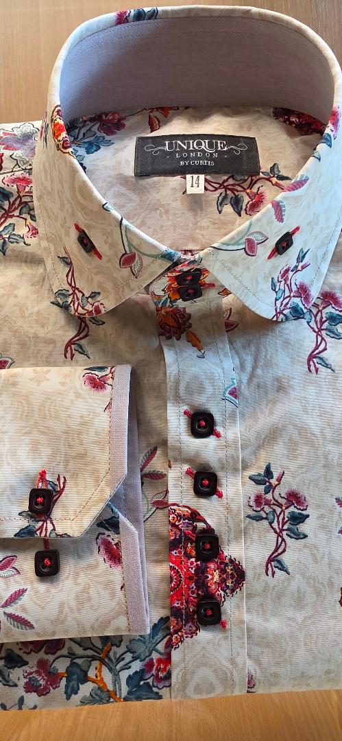 cotton beige floral shirt