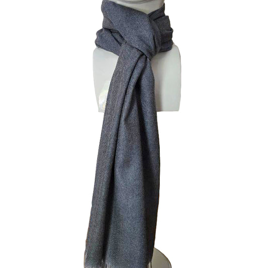 Reversible Luxury Cashmere Scarf – Light Grey &amp; Charcoal Grey | 190 x 28 cm