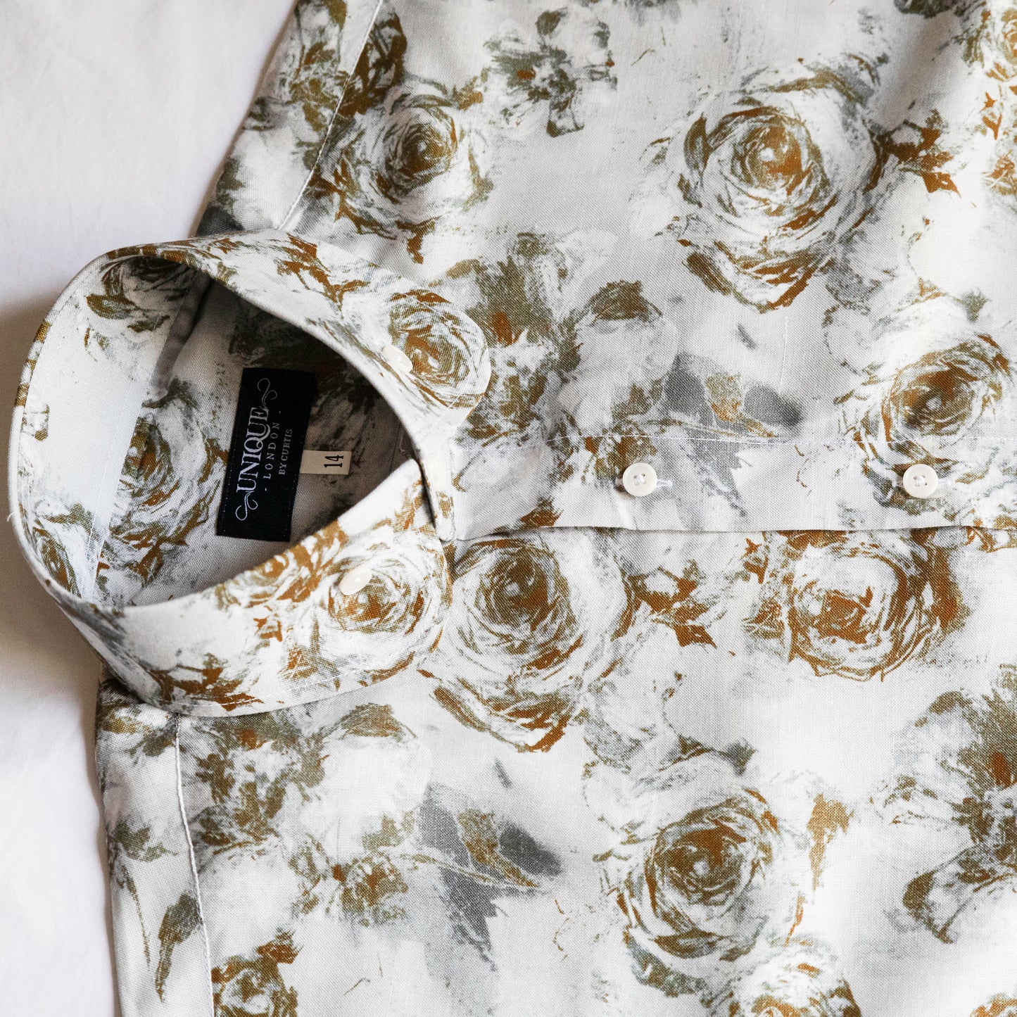 WHITE AND OLIVE GREEN LINEN SHIRT