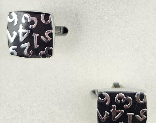 Black stainless steel alphabet luxury cufflinks