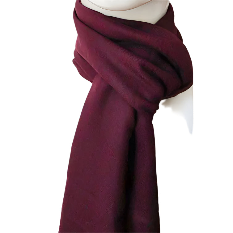 CASHMERE  190cm LONG REVERSIBLE SCARF MOROON/RED