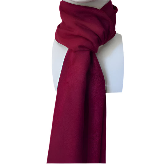 CASHMERE  190cm LONG REVERSIBLE SCARF MOROON/RED