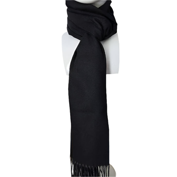 CASHMERE  190cm LONG REVERSIBLE SCARF - BLACK /GREY