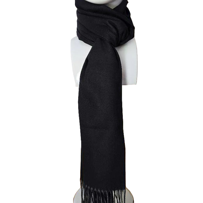 Luxury reversible black and grey  cashmere 190x37 cm
