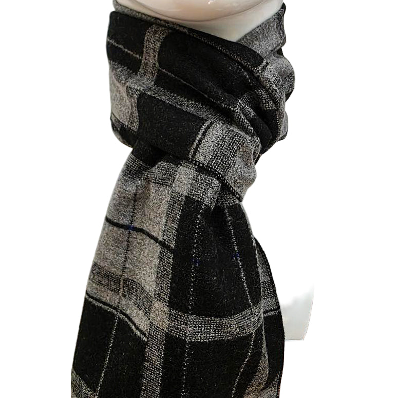 Premium Reversible Woolen black and grey  Scarf – 190 × 28 cm