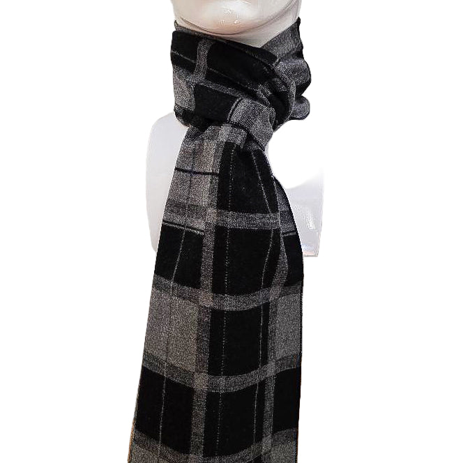 Premium Reversible Woolen black and grey  Scarf – 190 × 28 cm