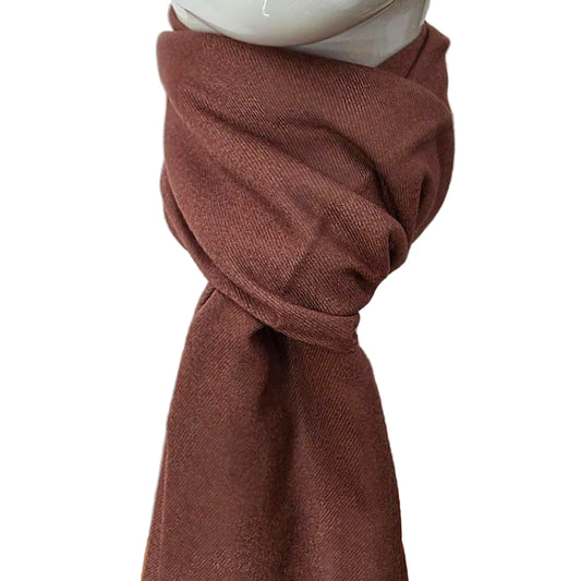 Luxury Reversible Beige &amp; Brown Cashmere Scarf – 190 × 37 cm