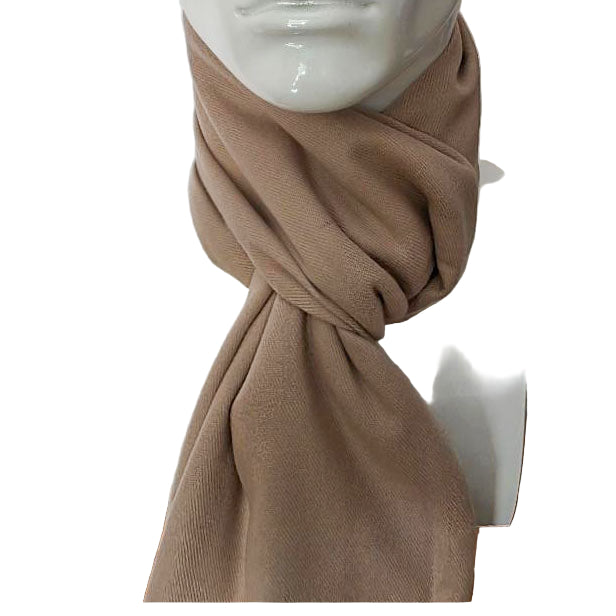Luxury Reversible Beige &amp; Brown Cashmere Scarf – 190 × 37 cm
