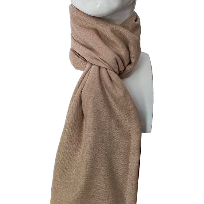 Luxury Reversible Beige &amp; Brown Cashmere Scarf – 190 × 37 cm