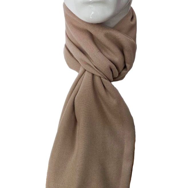 Luxury Reversible Beige &amp; Brown Cashmere Scarf – 190 × 37 cm