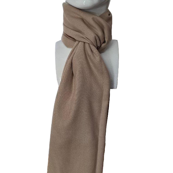Luxury Reversible Beige &amp; Brown Cashmere Scarf – 190 × 37 cm