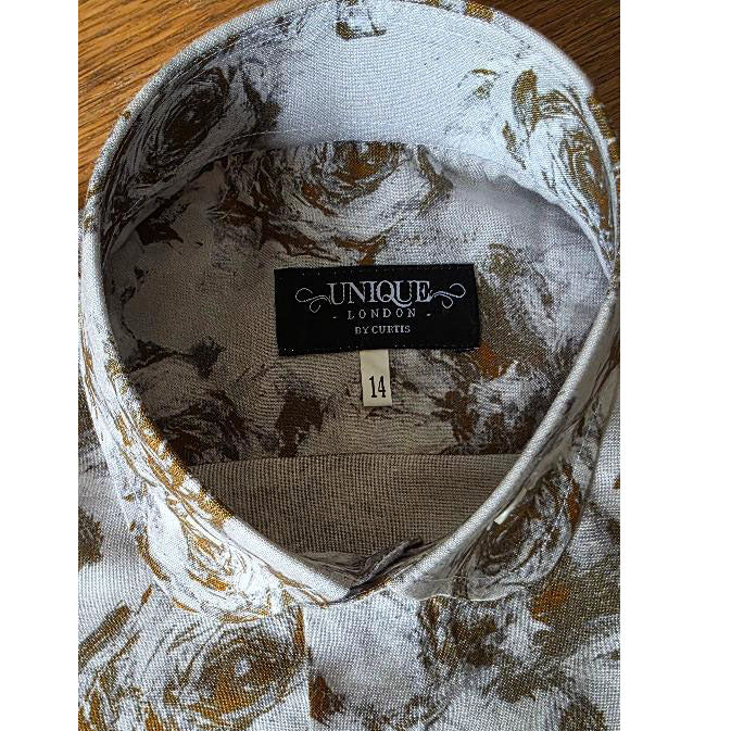 WHITE AND OLIVE GREEN LINEN SHIRT