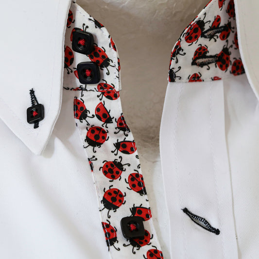 UNIQUE WHITE SHIRT WITH FLORAL TRIM
